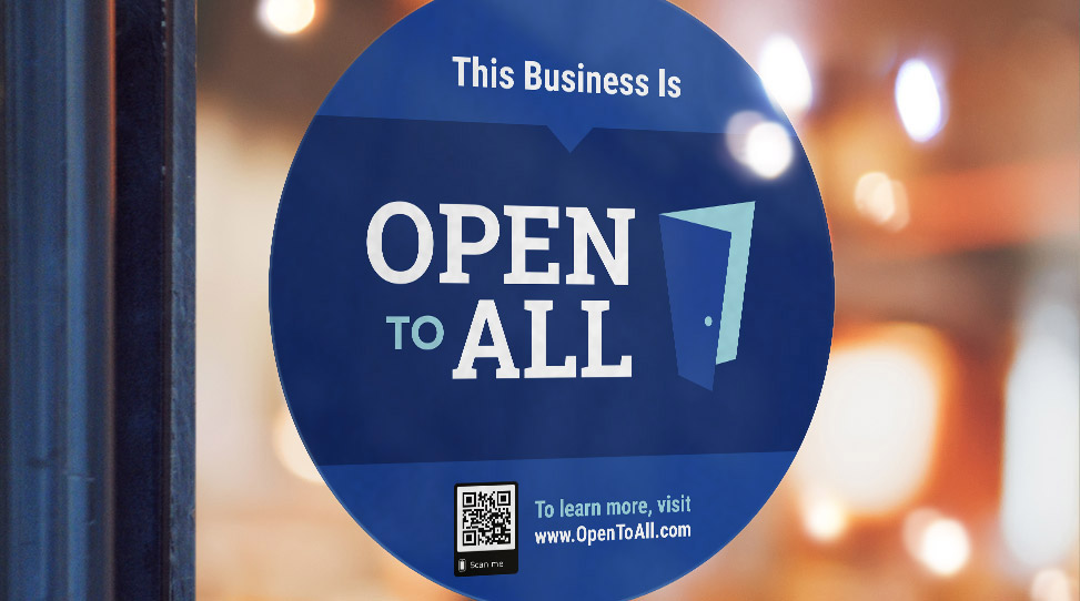 Open to All sign